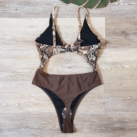 SEXY BROWN SNAKE PRINT SWIMWEAR - Picture 5 of 8